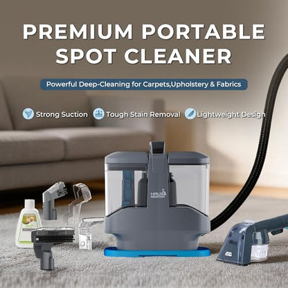Hausmeister Hydroflex Pro Portable Carpet Cleaner and Pet Stain Remover, Upholstery Spot Cleaner Machine for Couch, Car Interior, Deep Cleaning Vacuum (Machine + 1 Solution & multi attachments)