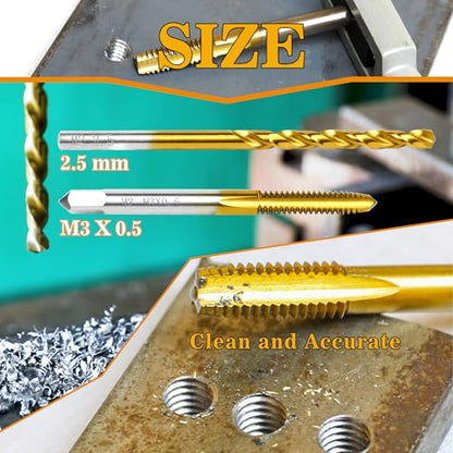 M3x0.5 Tap and 2.5mm Drill Bit for Metal,M2 HSS Metric Drill and Tap Set | Combination of Drill and Tap Kit for Metal - size: M3 x 0.5 Tap - 2.5mm Drill