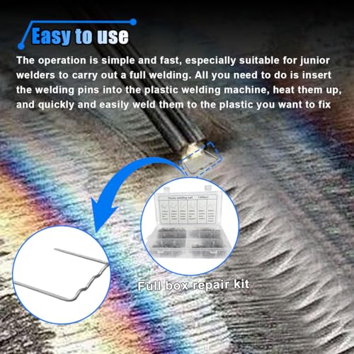 1200PCS Car Plastic Welding Kit, 6 Different Shapes Welder Staples Kit with Storage Box, 0.6 0.8mm Stainless Steel Plastic Welding Staples Repair Kit for Car Bumpers, Dashboards, Lamp Holders