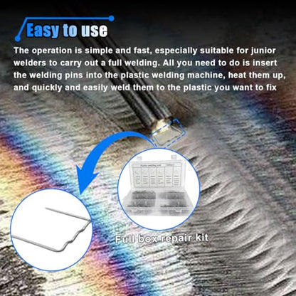 1200PCS Car Plastic Welding Kit, 6 Different Shapes Welder Staples Kit with Storage Box, 0.6 0.8mm Stainless Steel Plastic Welding Staples Repair Kit for Car Bumpers, Dashboards, Lamp Holders