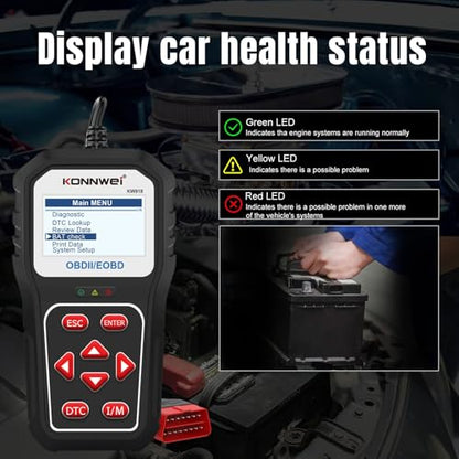 KONNWEI KW818 Bluetooth OBD2 Scanner for All Vehicles – Car Code Reader, Check Engine Light Diagnostic Tool, Full OBDII Functions, Real-Time Data, Fault Code Reader, Compatible with iOS & Android