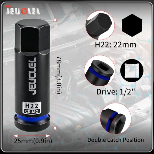 22mm Hex Impact Bit Socket, H22 1/2" Drive Allen Socket, Cr-Mo | 3-Inch, Lengthen Hex Screwdriver Adapter for Electric Ratchet Wrenches Fastening Screws, Socket Wrench, Head Drill - size: 1PC | H22 22MM