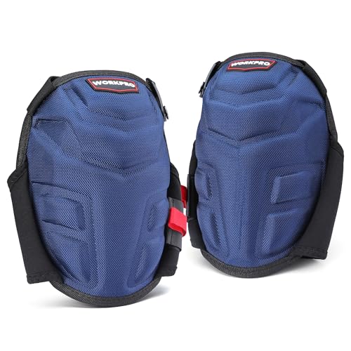 WORKPRO Knee Pads for Work, Construction Knee Pads, Safety Kneepads with Ergonomic Gel Cushion and Foam Padding for Gardening, Carpentry, Welding, Roofing, Cleaning - color: Blue