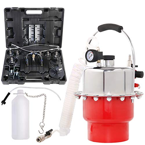 YSTOOL Brake Bleeder Kit Pneumatic Pressure Brake Clutch Fluid Bleeding Tool Set with Master Cylinder Adatpers Air Power Pressurized Oil Change Bleeder Machine and Waste Oil Collection Bottle (Red) - color: Red