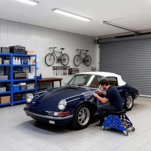 Mechanic Stool 400 LBS Capacity Garage Stool Gift for Men, Heavy Duty Rolling Mechanics Seat, Tools for Automotive Auto Repair (Blue) - color: Blue