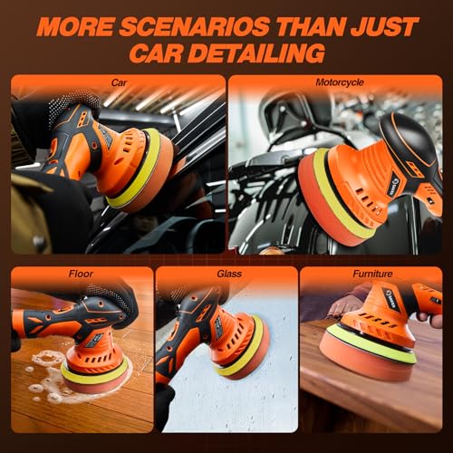 Saker Cordless Buffer Polisher, 6 Inch Fast Charging Portable Car Polishing Kit with 2PCS 12V 2000mAh Batteries, Polisher for Car Detailing Polishing Waxing - size: Buffer Polisher+2 Batteries