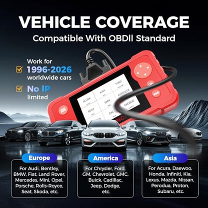 LAUNCH X431 Creader VII+ V2.0 Car Code Reader 2026,Full EOBD OBD2 Scanner Testing Engine/Transmission/ABS/Airbag System, 3 Reset Oil Service/Throttle Relearn/SAS Reset, Lifetime Free Update