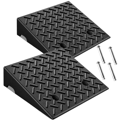 KROAK Heavy-Duty Rubber Curb Ramps 2-Pack, 6" Height & Extra-Wide 18.8" Width, Supports 11800LBS, Non-Slip Driveway Ramps for Cars, Scooters, Lawn Mowers & Motorcycles - size: 6" Rise