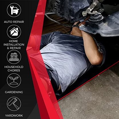 TOMMARS 0.9-Inch Thick Foldable Mechanic Kneeling Pad 44.88 Inches Unfolded | Five 15.35 x 7.48 x 0.9-Inch Panels, High-Density Foam, Tool Pockets, Carry Handle, Waterproof Oil-Resistant Nonslip Surface - size: 44.8in Length-5-Fold