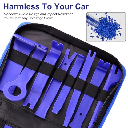 19Pcs Trim Removal Tool,Auto Clip Pliers Fastener Remover Set with Storage Bag,Car Pry Tool Kit for Door Panel Dashboard Body,Panel, Audio, Dash, Window and Upholstery, Blue - color: Blue