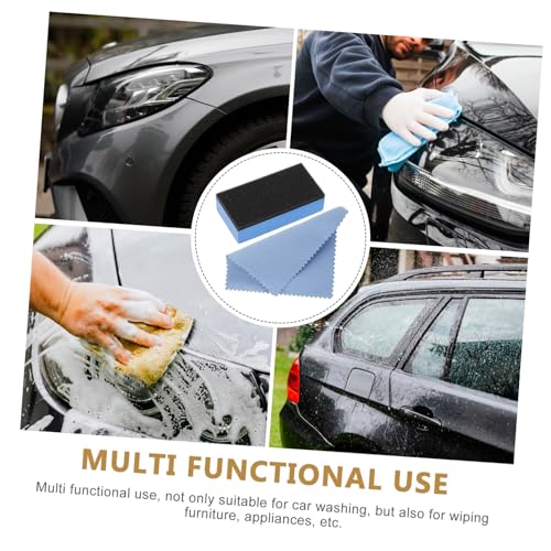 STOBAZA 1 Set Tire Shine Applicator Sponge Kit Wax Applicator Pads with Polishing Cloth for Car Detailing Durable Versatile Automotive Waxing Tool for Easy Application and Reliable