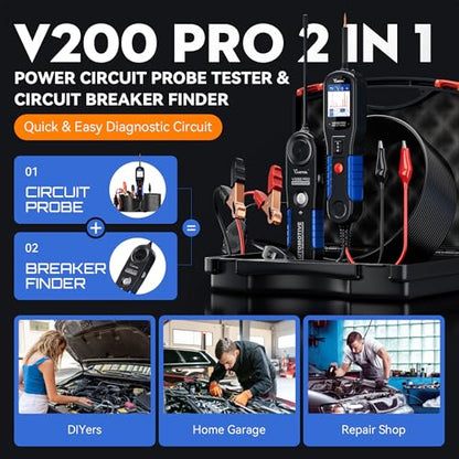 VDIAGTOOL V200 Pro Automotive Circuit Tester, Power Circuit Probe Tester Breaker Finder Tool, 12/24V Electrical Open Short Circuit Finder, Wire Tracer, AC/DC Trailer Relay Fuse Test for 99% Cars
