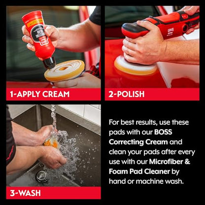 Griot's Garage 5.5" BOSS Correcting Foam Pads for Car Polishing, Buffing, Detailing and Light to Moderate Auto Paint Correction, Durable, Machine-Washable, Pack of 2 - size: 5.5" Pads (Set of 2)