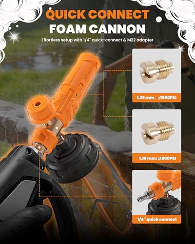 maXpeedingrods Foam Cannon for Pressure Washer, Quick Release Foam Cannon | Wide Mouth Car Wash Foam Gun with 360° Adjustable Soap Cannon, Thick Snow Foam, 1/4'' Quick Connector (Transparent)