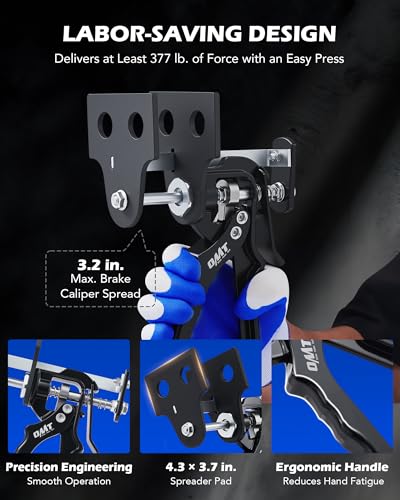 OMT Single Dual Quad Piston Brake Caliper Press Tool for Pad Replacement | Car Brake Maintenance; For DIY Mechanics, Fits Most Cars, Trucks, ATVs, UTVs, SUVs, 377 lb Force, Aluminum & Steel - style: Single&Dual&Quad Piston