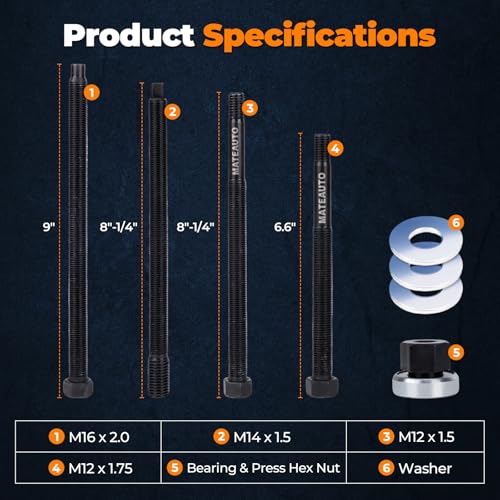 5 Piece Harmonic Balancer Installer Tool Set | 4 Adapters & Nut Bearing, Long Reach Crank Pulley Underdrive Pulley Damper Installation Tool Kit for Smooth Install