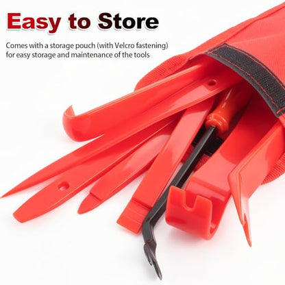 Keze 8 Pcs Auto Trim Removal Tool Kit with Non-Scratch Plastic Pry Tool & Fastener Clip Removal Tool Set for Car Panel Dashboard Door Clips and Upholstery Trim-Red - color: Red-8 Trim Removal Tool Set