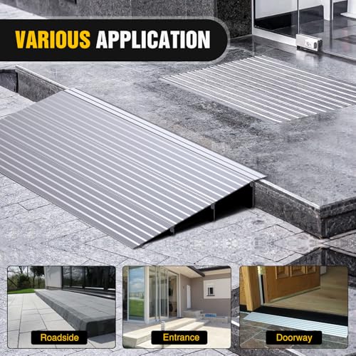 Nilight Door Threshold Ramp, 3" Rise Portable Aluminum Wheelchair Door Entry Ramps for Doorways Stairs Home Steps - size: 3" Rise