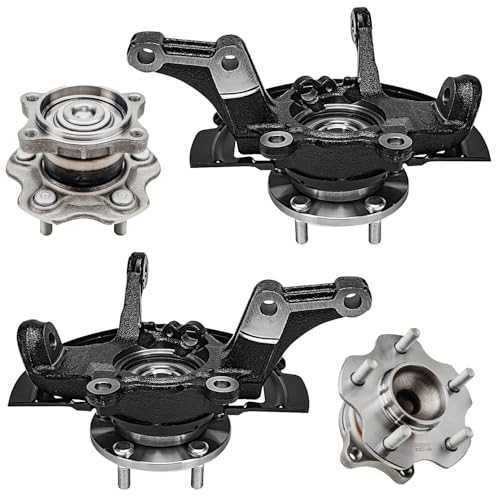 Detroit Axle - 3.5L Steering Knuckles Kit for 02-06 Nissan Altima, 2 Front Steering Knuckles & Wheel Bearing Hubs 2 Rear Wheel Bearing Hubs 2002 2003 2004 2005 2006 [Non-ABS] Replacement - 4pc Set - size: 4UW48729/Kit