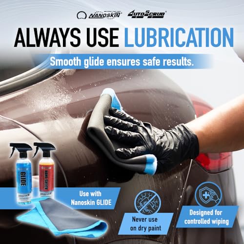Nanoskin AUTOSCRUB Surface Prep Towel Fine Grade- Patented Clay Bar Replacement Tool to Remove Embedded Contaminants Before Wax & Coating | Safe for Painted Surface, Glass, Plastic, Metal & More, 12" x 12" - style: Fine Grade 12" x 12"