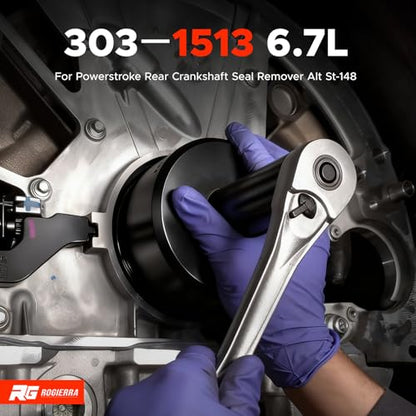 Rogierra Front+Rear Crankshaft Seal Remover & Installer Tool Set for Ford 6.7L Powerstroke Diesel 2011-2022 F250 F350 F450 F550 F650 F750 Super Duty, Replaces 303-1509 303-1510 303-1513 303-1514