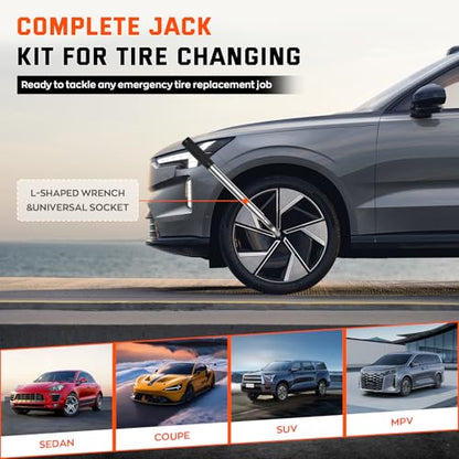 New Version Car Jack Kit Scissor Jack for Car 3 Ton 6614 lbs Spare Tire Changing Kit,Portable Tire Jack Repair Kit with Lug Wrench,Car Lifting Jack for Auto/SUV/MPV