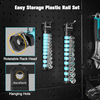 DURATECH 1/4" Drive Socket Set, Metric Socket Set 10PCS, Mechanic Metric Socket Sets with Storage Rack, 6-Point Shallow Socket Set, 4mm, 5mm, 6mm, 7mm, 8mm, 9mm, 10mm, 11mm, 12mm, 13mm - size: 1/4 inch
