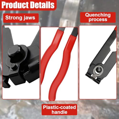 Craedli Automotive CV Boot Clamp Plier, Carbon Steel Drive Shaft Joint Crimp Tool, Adjustable Ear Type Axle Boot Clamp Wrench, Universal Car Repairs Tool for Fuel Hoses, Cooling & Vacuum Lines (Red)