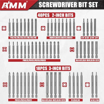 AMM 232-Piece Ultimate Screwdriver Bit Set, Cr-V Steel Impact Driver Bits, Includes Security, Drill, Nut Driver, Ratchet Wrench & Holder