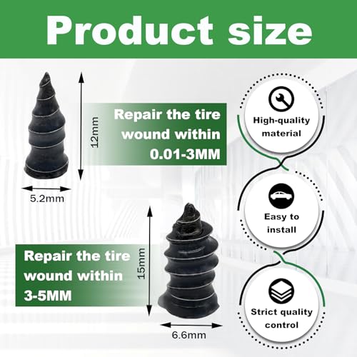 Tire Repair Rubber Nail, Spiral Rubber Nails & Screw Plugs Tire Repair Kit Self-Service Vacuum Tire Puncture Repair Tool for Car, Motorcycle, Truck, Tractor, Jp -Reliable Tire Repair (100Pcs) - size: 100Pcs