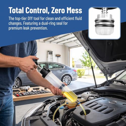 1 Pack 200cc Manual Oil Extractor Pump, Fluid Extractor, Large Syringe, Fluid Transfer Pump with 2pcs 22cm PVC Suction Tubes, Universal for Car Oil Change