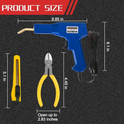 Car Plastic Welder, Vehicle Plastic Bumper Crack Repair Welder Gun Kit, 200PCS 4 Types Portable Automotive Hot Welding Staplers with Carry Case, Universal for SUV RV Truck (Blue)