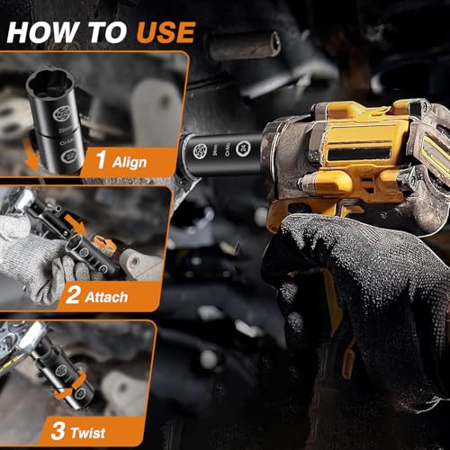 2-IN-1 Flip Lug Nut Extractor Set, 9Pcs Lug Nut Removal Tool, Wheel Lock Removal Kit, 1/2 Inch Drive Lug Nut Remover, 17-27mm Bolt Extractor Socket Set for Stripped, Rounded, Damaged Bolt and Nuts - color: 9pcs