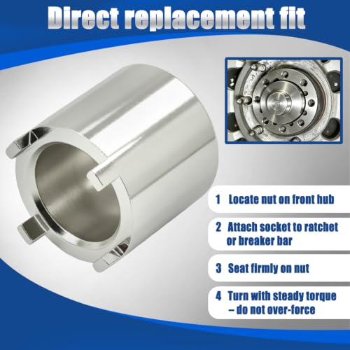 J-44275 Axel Locknut Socket Compatible with Chevy Kodiak GMC TopKick 2003-2009 GMT560 C4500 C6500 C7500 7217, 1/2" Drive 4 Pin Front Wheel Bearing Spindle Nut Wrench Socket Removal Tool