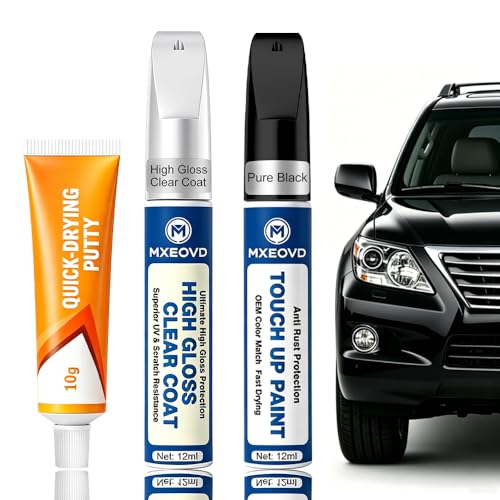 Pure Black for Car Touch Up Paint Kit, All-in-One Car Paint Scratch Repair Kit with Fast Dry Putty and Glossy Clear Coat,Easy At-Home Car Scratch Restoration - color: Pure Black, size: Universal