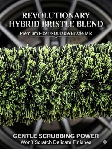 The Ultimate Wheel Tire Cleaning Brush, Ergonomic Long Handle Wheel Scratch-Free Auto Detailing Brushes for Cleaning Wheels Tires, Exhausts & Delicate Surfaces Car Detailing Kit
