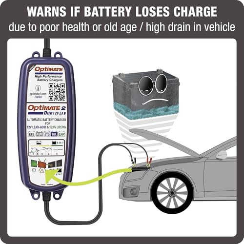 Tecmate Optimate 2 Duo, TM-551, Bronze Series: 5-Step 12V / 12.8V 2A Sealed Battery Charger & maintainer, Blue - size: OptiMATE 2 DUO, 12V / 12.8V 2A