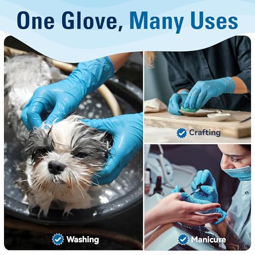 SWIFTLITE Food Safe Disposable Gloves, Blue Nitrile Rubber Gloves, Latex-Free Powder-Free for Food Prep, Cooking, Cleaning - size: Large