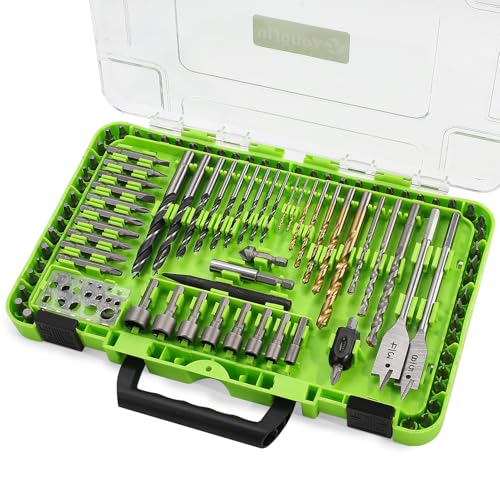 Drill Bit Set, 104 Pcs Screwdriver Bits for Cordless Drill, Screwdriver Drill Bits Set Combo Kit for Wood, Metal Masonry Cement, Storage Case - size: 104 Pieces