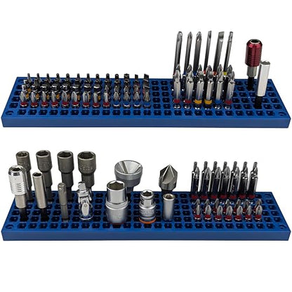 Free Zone Bit Organizer Set, 158-Hole 1/4" Hex Bit Toolbox Storage | Blue; drive bit adapter & 1/2", 3/8", 1/4" socket holder compatible; anti-drop design; tools not included - color: Blue