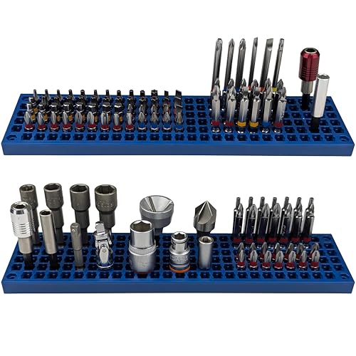 Free Zone Bit Organizer Set, 158-Hole 1/4" Hex Bit Toolbox Storage | Blue; drive bit adapter & 1/2", 3/8", 1/4" socket holder compatible; anti-drop design; tools not included - color: Blue