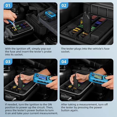 Automotive Circuit Fault Probe Tester, 48V 20A Portable High-Precision Car Circuit Probe Tester Current Fault Probe for Blade Fuses, Fuse Fault Diagnosis for Cars, Trucks, SUVs