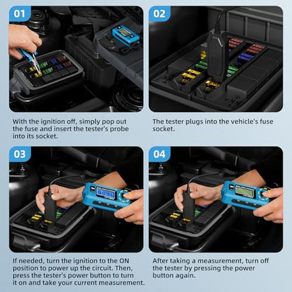 Automotive Circuit Fault Probe Tester, 48V 20A Portable High-Precision Car Circuit Probe Tester Current Fault Probe for Blade Fuses, Fuse Fault Diagnosis for Cars, Trucks, SUVs