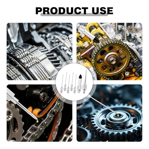 7 PCS Grease Gun Needle Tip Kit, Including 5 Grease Needle Nozzles 1 Dispenser 1 Rubber Nipple Adapter, Auto Tip Fitting Injector Tool Accessories Set for Small and Confined Spaces