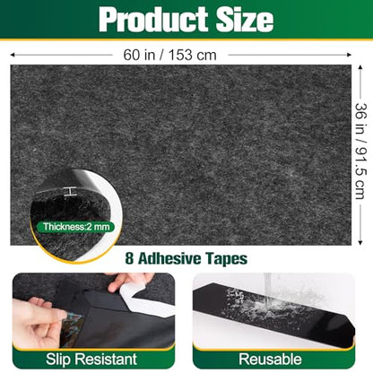 ToLanbbt Garage Floor Mat 60" x 36" - Oil Spill Mat for Under Car Driveway Oil Drip Pad with 8P Tapes, Waterproof Backing, Leak Absorbent, Reusable, Washable, Protect Garage Floor (1P, Dark Gray) - size: 5'x3'