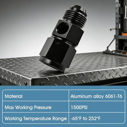 Gauge Port Fuel Pressure Take off Fitting Adapter Aluminumwith 8AN Male with 1/8 NPT Gauge Port Hose Adapters Aluminum Black (AN8-AN8-M-1/8) - size: AN8-AN8-M-1/8