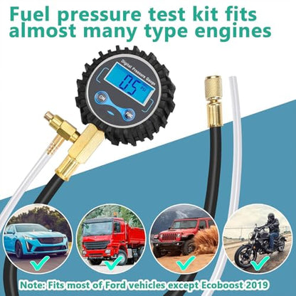BETOOLL Digital Fuel Pressure Gauge - Black Case Fuel Pressure Test Kit - Fuel Injector Injection Pump Pressure Tester Tools 0-300PSI for Cars and Trucks - size: Digital BK
