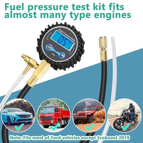 BETOOLL Digital Fuel Pressure Gauge - Black Case Fuel Pressure Test Kit - Fuel Injector Injection Pump Pressure Tester Tools 0-300PSI for Cars and Trucks - size: Digital BK
