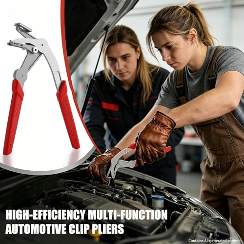 Car Clip Pliers with 100Pcs Car Push Retainer Clips,Spring-Loaded Trim Removal Tool Kit for Automotive Plastic Fasteners,Push Pin,Auto Door Panels, Interior & Exterior Trim