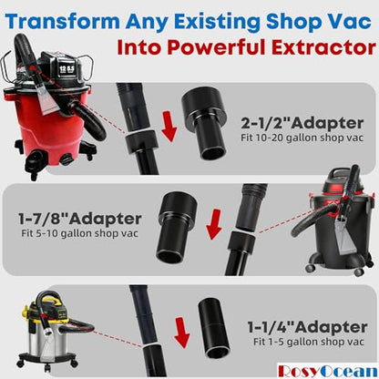 Universal Compatible with All Shop Vacs Extractor Attachment with 2-1/2" & 1-7/8" & 1-1/4" Adapters Auto Detailing Vacuum Cleaner Extraction Accessories for Upholstery & Carpet Cleaning - size: Small